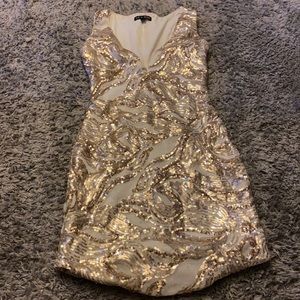Cream and gold cocktail dress